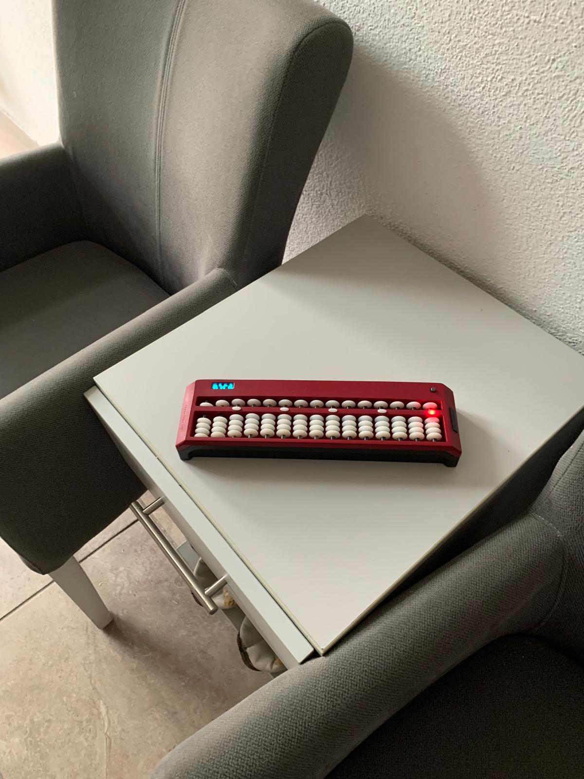 Device close-up with beads